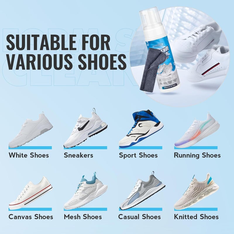 LANBEIDE Shoe Cleaning Kit - 6.76 Oz Sneaker Cleaner with Brush and Towel, White Shoe Cleaner Foam - Image 4